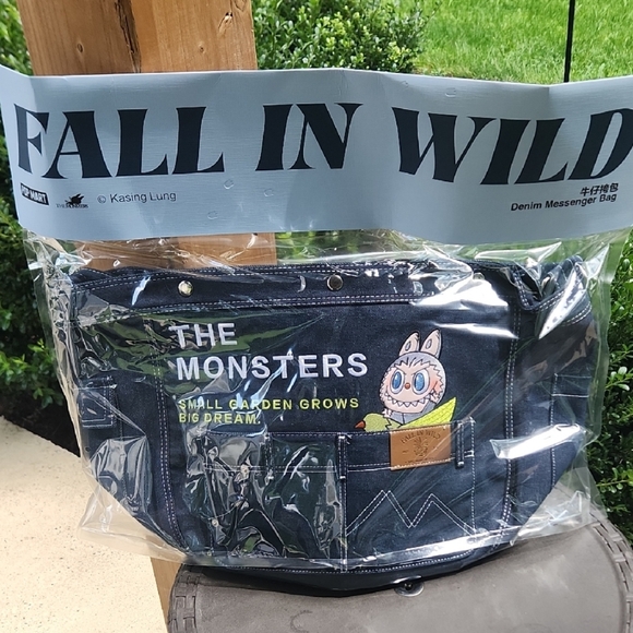 Labubu Handbags - Labubu Pop Mart THE MONSTERS FALL IN WILD SERIES Denim Messenger Bag